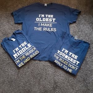 Lot of 3 Novelty Sibling T Shirts XL